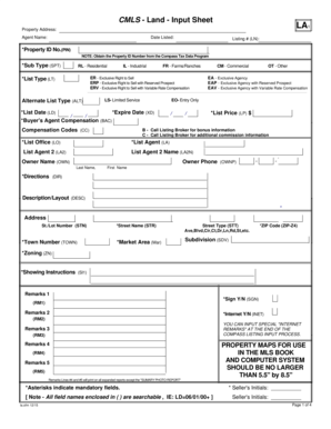 CMLS Land Input Sheet