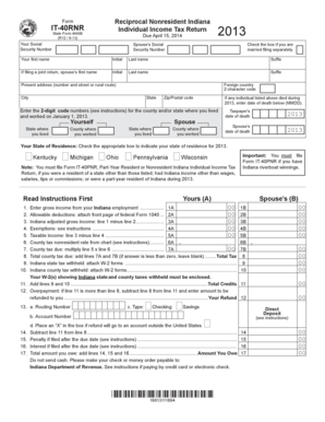 Indiana Nonresident Income Tax Return