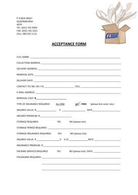 Classic Removals Acceptance Form