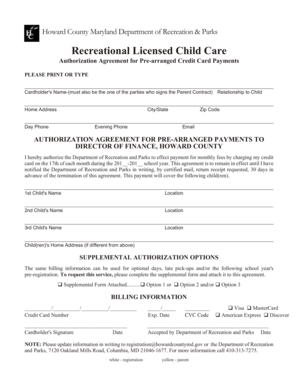 Howard County Child Care Payment Authorization
