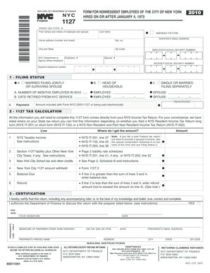 New York City Nonresident Employee Tax Form NYC-1127