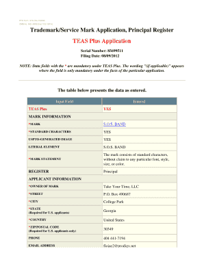 Trademark Application Form 1478