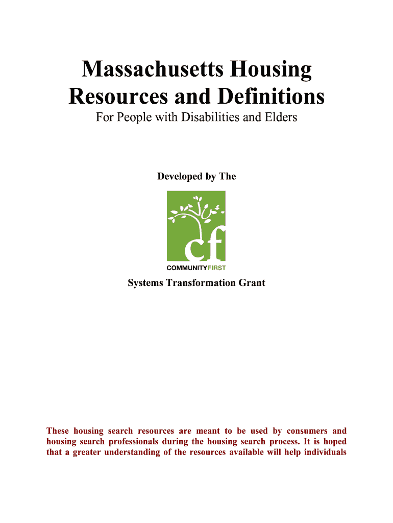 Fillable Online mass Massachusetts Housing Resources and Definitions