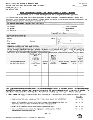 Low Income Housing Tax Credit Rental Application