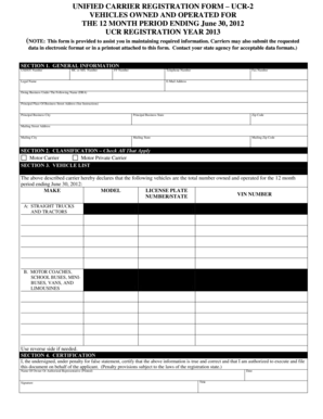 Unified Carrier Registration Form UCR-2