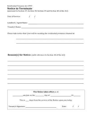Residential Tenancy Termination Notice