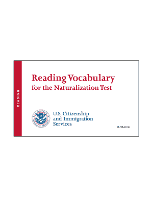 USCIS Reading Vocabulary Flash Cards