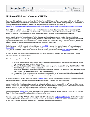 IRS Form 8822-B for Church Responsible Party Update