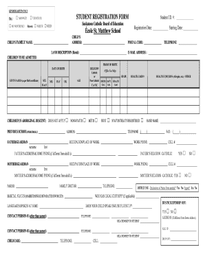 Kindergarten Student Registration Form