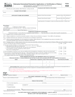 Nebraska Homestead Exemption Application