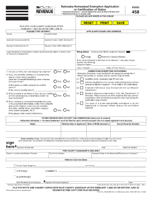 Nebraska Homestead Exemption Application