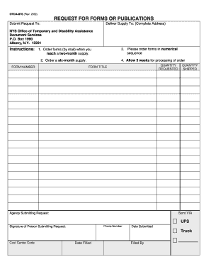 Request for Forms or Publications