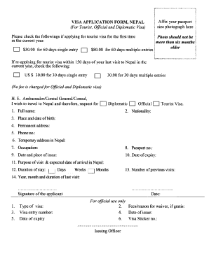 Nepal Tourist Visa Application Form