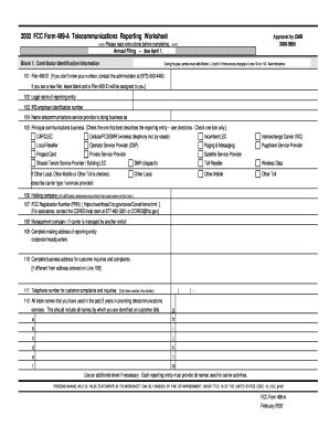 FCC Form 499-A Telecommunications Reporting Worksheet