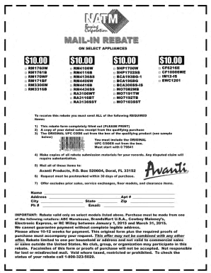 Appliance Rebate Form