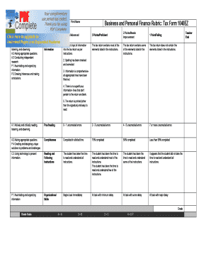 Tax Form 1040EZ Rubric