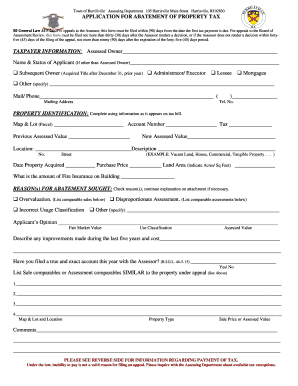 Rhode Island Property Tax Abatement Application