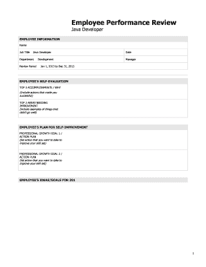 Employee Performance Review Form