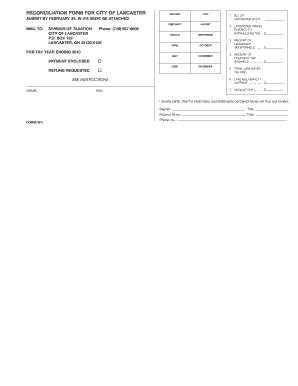 City of Lancaster W-2 Reconciliation Form