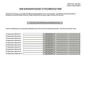 R&R Subaward Budget Attachment Form