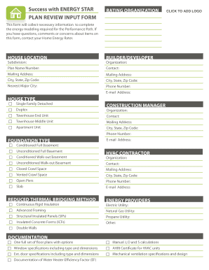 ENERGY STAR Rating Organization Plan Review Input Form