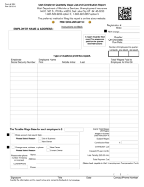 Utah Employer Quarterly Wage List and Contribution Report