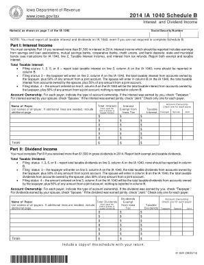 Iowa 1040 Schedule B Form