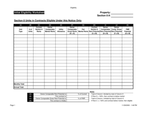 Section 8 forms download - Initial Eligibility Worksheet Property: Section 8 #: Section 8 Units in ... - hud