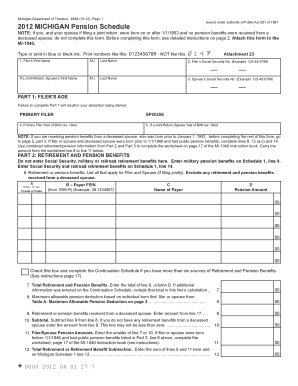 Michigan Pension Schedule Form 4884