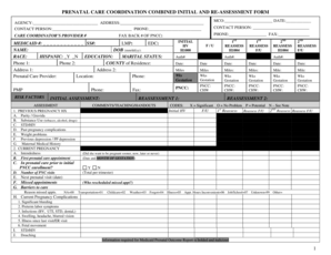 Prenatal Care Coordination Initial and Re-Assessment Form