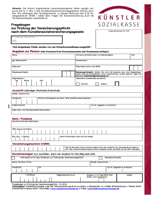 Fragebogen zur Prüfung der Versicherungspflicht