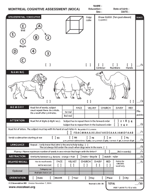 Montreal Cognitive Assessment Form