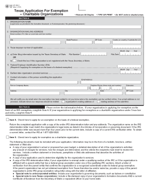 Texas Charitable Organization Tax Exemption Application