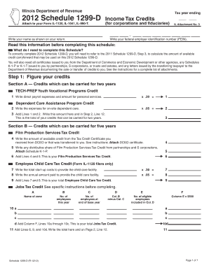 Illinois Schedule 1299-D Income Tax Credits