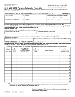 Michigan Pension Schedule Form 4884