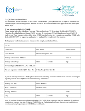 CAQH Provider Data Form