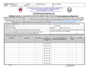 Food Enterprise Employee List Form