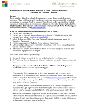 Lost Damaged Stolen Technology Equipment Agreement