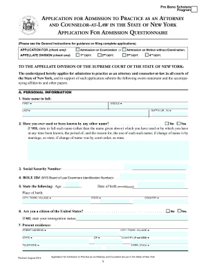 New York Attorney Admission Application