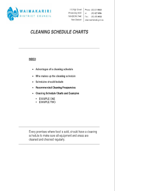 Cleaning schedule template - 215 High Street Phone: (03) 311 8900 Private Bag 1005 or: (03) 327 6834 RANGIORA 7440 Fax: (03) 313 4432 New Zealand www