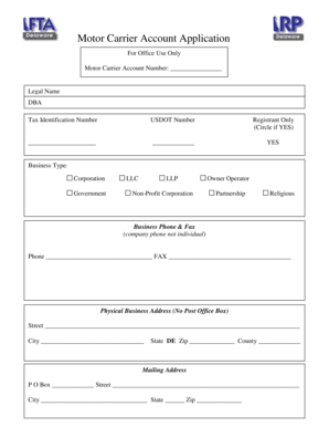 Delaware International Fuel Tax Agreement License Application