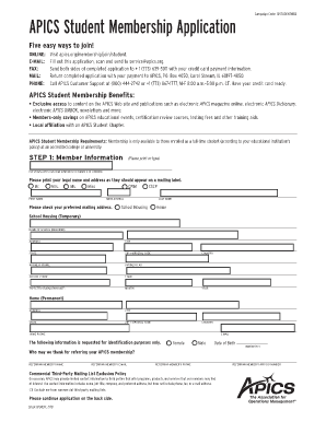 APICS Student Membership Application