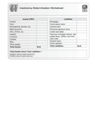 Insolvency Determination Worksheet
