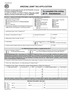 Arizona Joint Tax Application