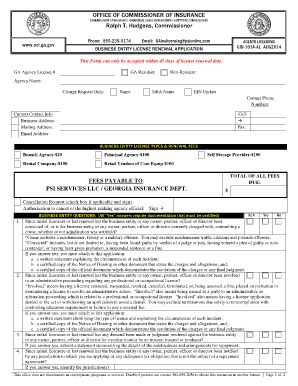 Georgia Business Entity License Renewal Application
