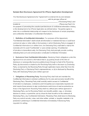 non disclosure clause forms and templates fillable printable iphone app nda template
