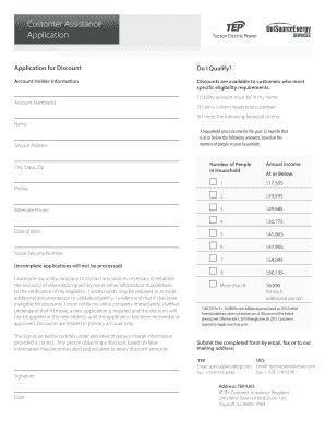 Utility Discount Application Form