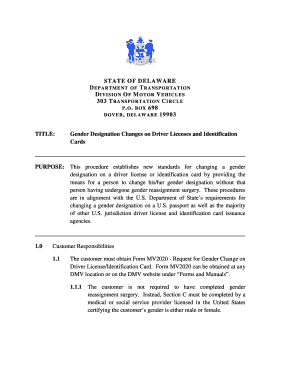 Delaware Gender Change on Driver License Form