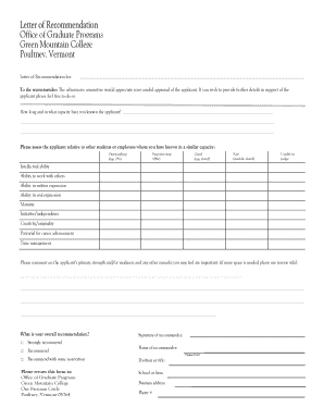 Letter of Recommendation for Graduate Programs