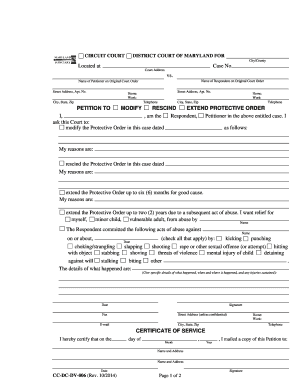 Petition to Modify Rescind Extend Protective Order